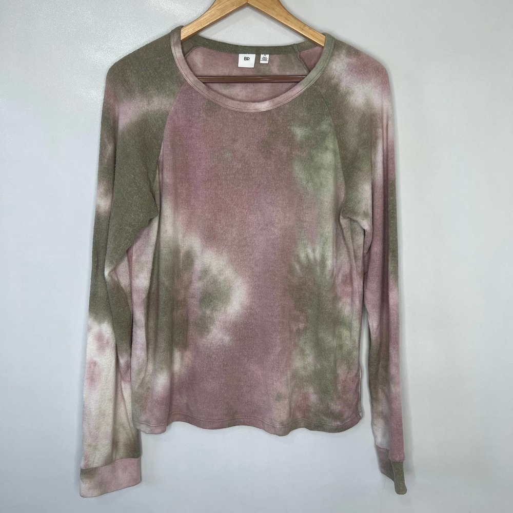 BP Womens Medium Tie Dye Crew Neck Long Sleeve Top Purple - Sz M - Picture 2 of 8